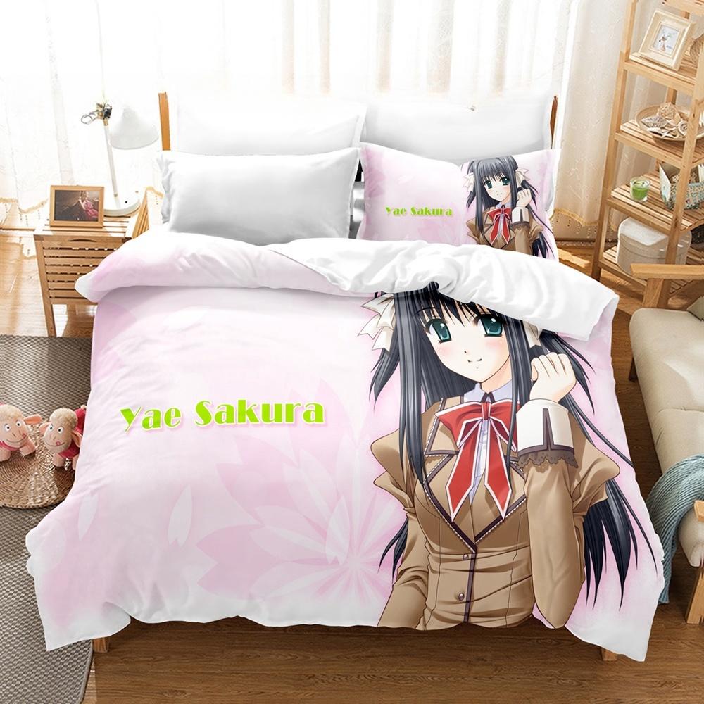 New 3D Priningt Kawaii Girls Yae Sakura (Shuffle!) Bedding Set Cartoon Anime Three-piece Set Adult Kid Bedroom Duvetcover Sets