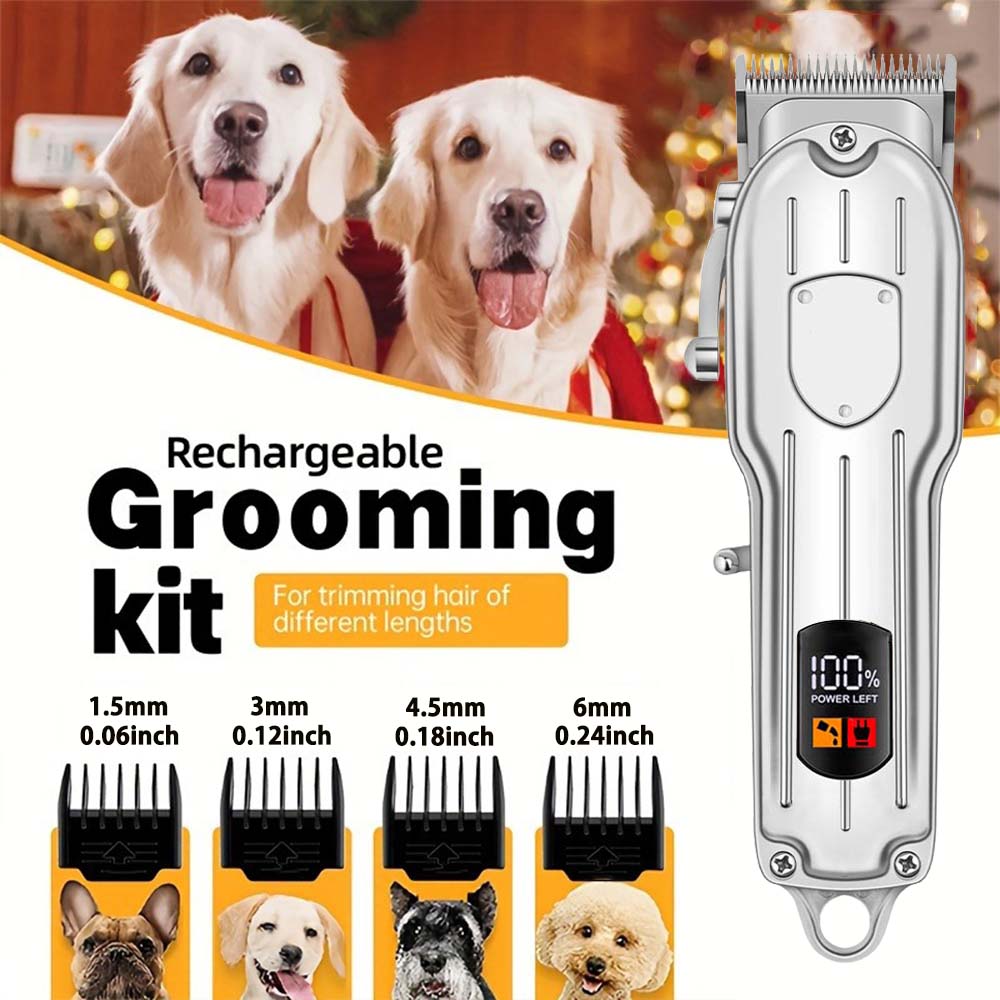 Pet Hair Clipper for Dogs and Cats, USB Rechargeable Electric Trimming Set, Cordless Dog Shaver, Low Noise Animal Trimme