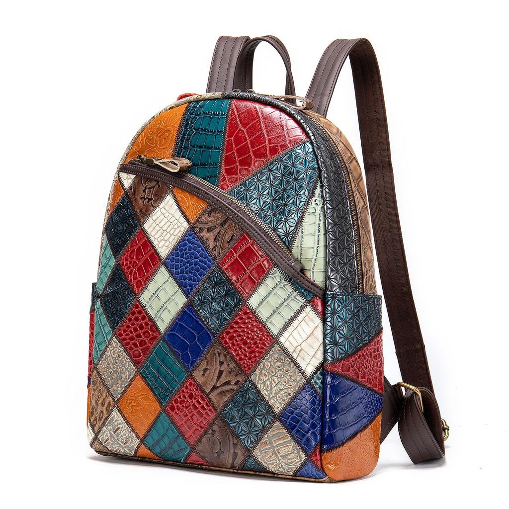 Women's Shoulder Bag Head Layer Cowhide Ladies Backpack Retro Handmade Genuine Leather Large Capacity Travel Backpacks