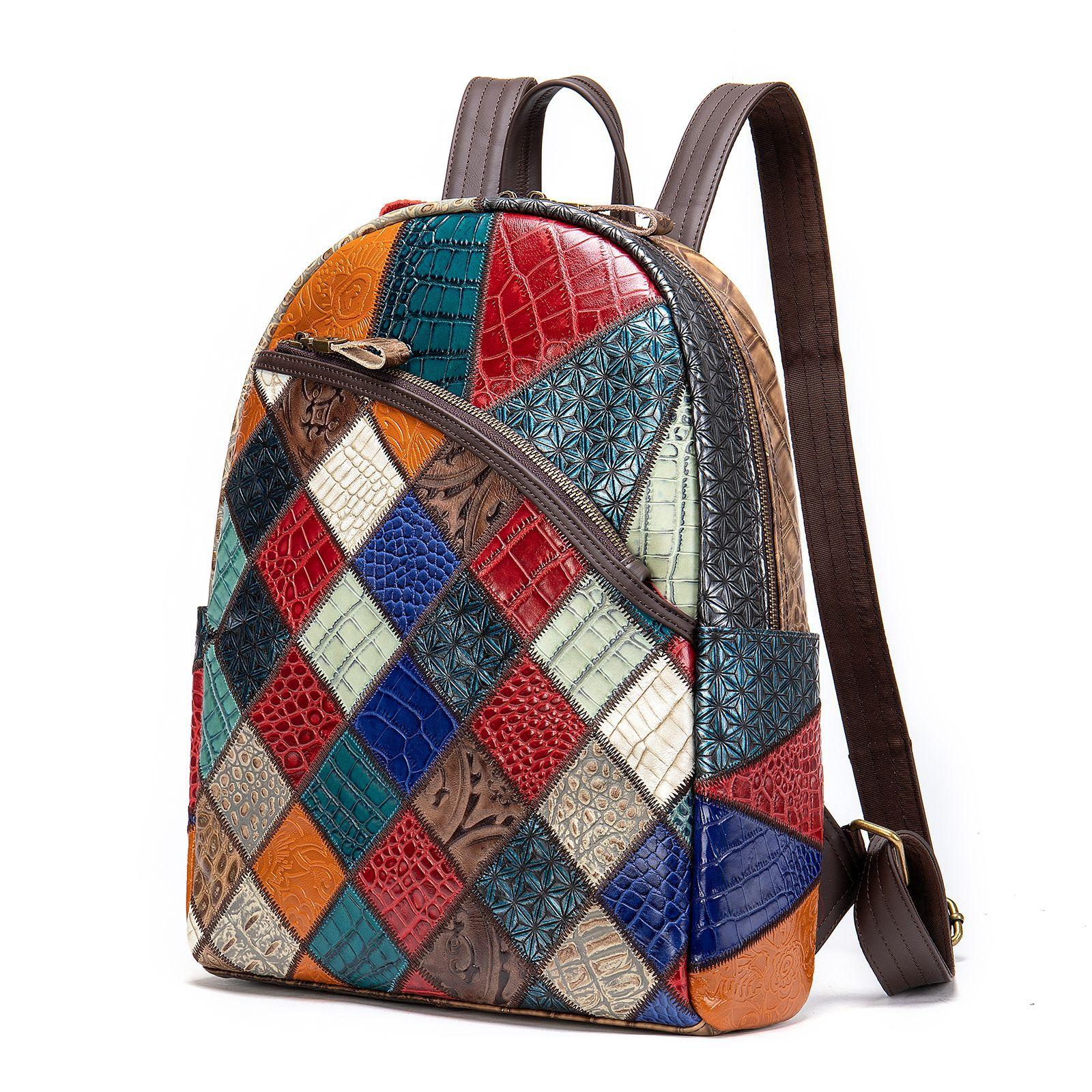 

Женская сумка через плечо Head Layer Cowhide Дамский рюкзак Ретро ручной работы из натуральной кожи Большой вместимости Дорожные рюкзаки