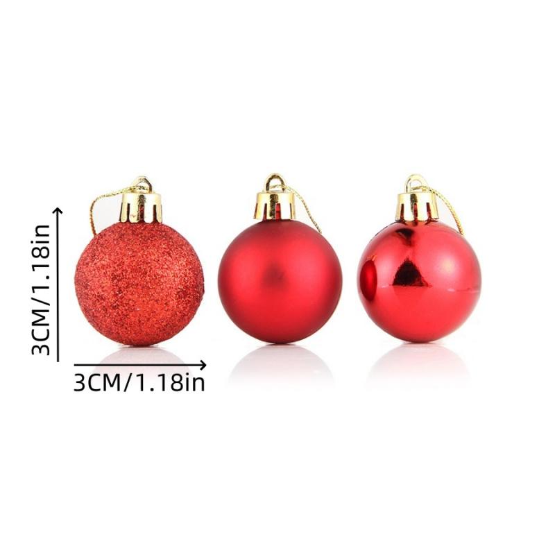 24pcs/Red Christmas Ball Box Christmas Tree Decoration Set Christmas Tree Ornaments Shiny Matte Sequin Garland Decoration Hangin