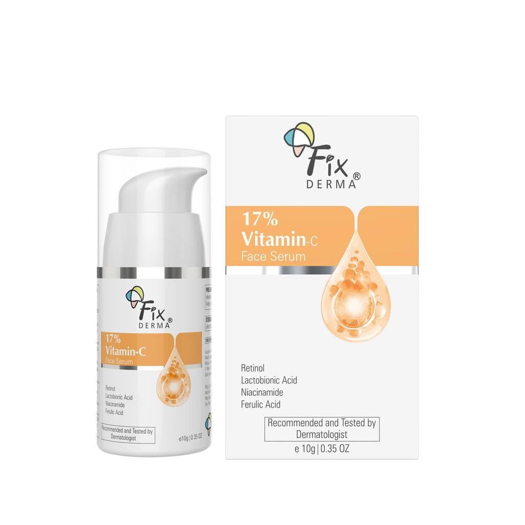 Fixderma 17% Vitamin C Face Serum for Glowing Skin | Retinol Face Serum | Skin Brightening | Anti Aging Serum 10ml