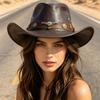 American Leather Western Cowboy Hat Bull Head Rivet Knight Hat Women's Outdoor Hat Men's Western Sichuan Grassland Xinjiang Photo