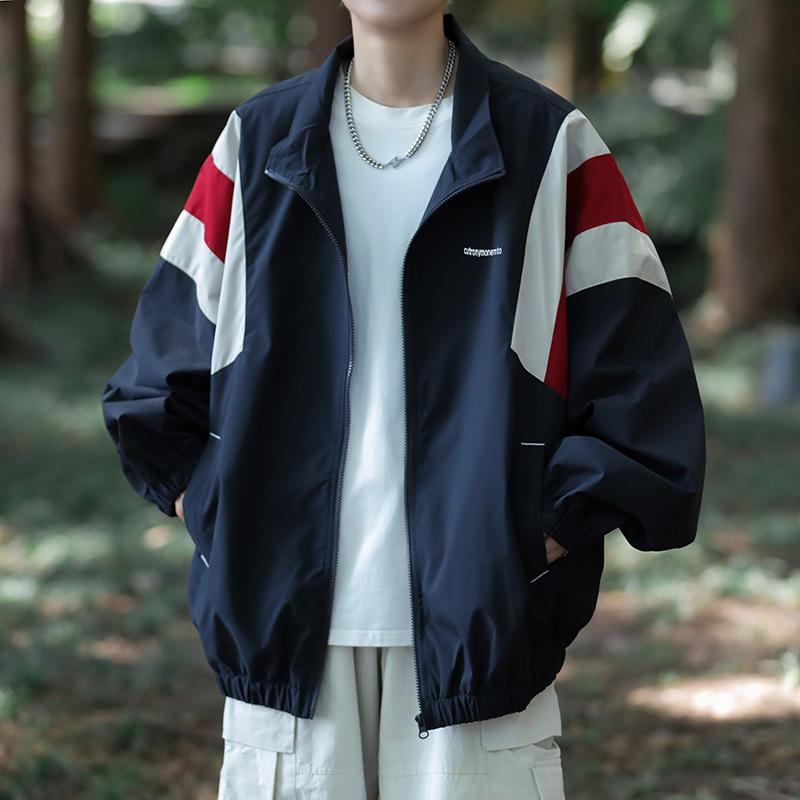 

Japanese color matching jacket men s spring and autumn outdoor functional mountaineering suit tide brand loose couple tooling jacket S