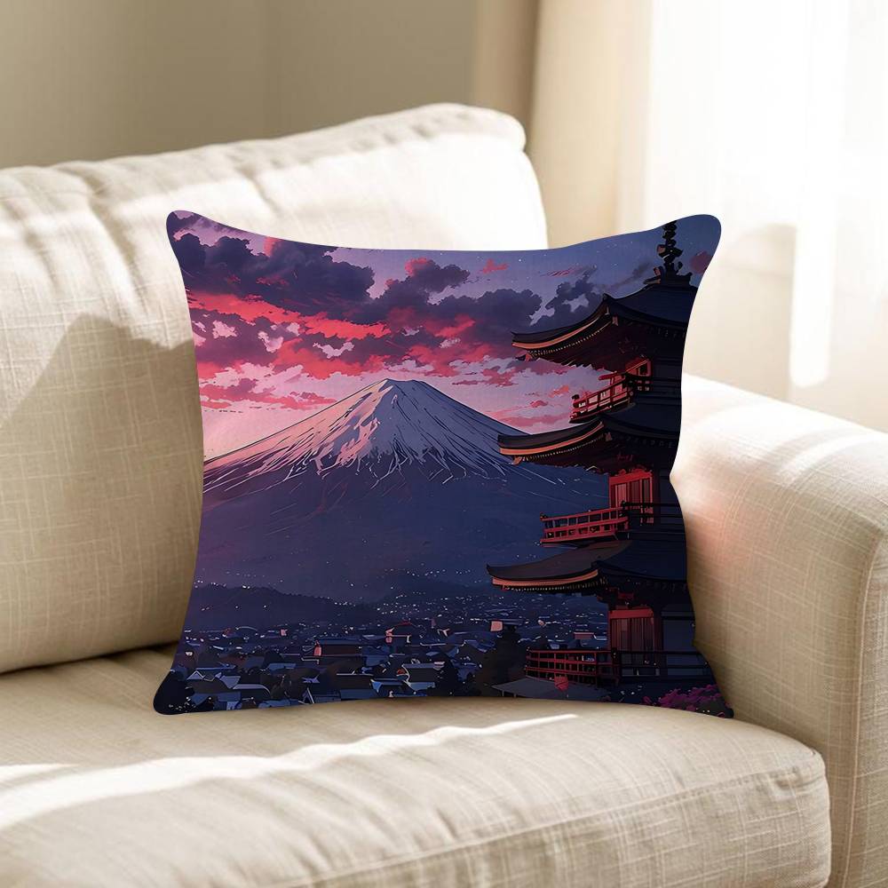 Pink Sunset Mountain Cushion Cover Pillowcase Upholstery Sofa Throw Pillow Home Decor Pillowcas