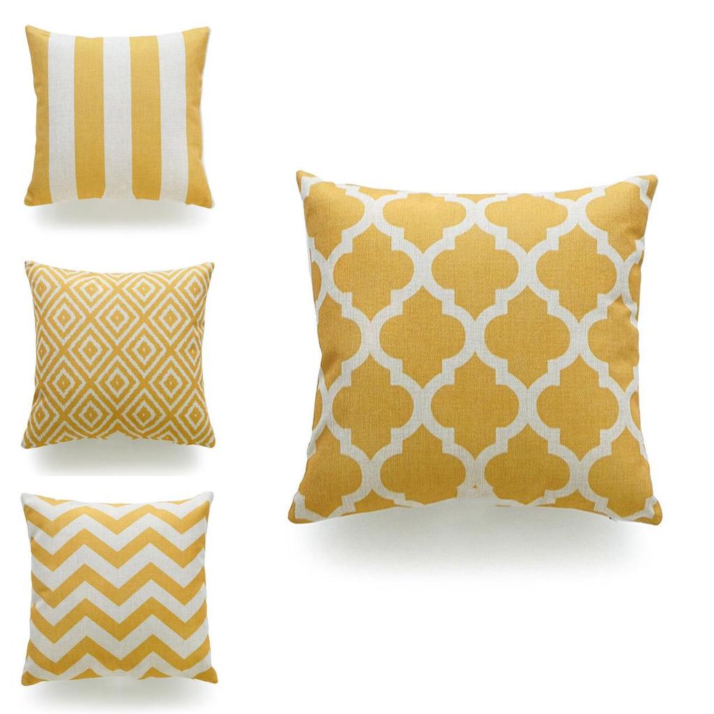 Premium Quality Mustard Yellow Geometric Cushion Cover For Seasonal Charm