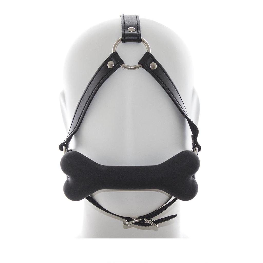 VaHppy Gag Máscaras Sexo Oral Jogos de Casal Role Play Cosplays Rainha Condicionamento Escravo de Cão PU Silicone Ossos de Cão Bolas de Sucção Argola O Bondage
