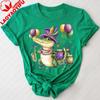 Mardi Gras Crocodile Shirt New Orleans Carnival Tee Graphic Cotton Tshirts Oversized T Shirt Women T Shirt Kawaii Clothes Tops