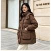 Womens Winter Duck Down Coat Mid-Length Thick Warm Loose Fit Hooded Parka Office Commute Black White Beige Pink Khaki