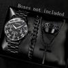 2/4PCS Men Watch Set Business Fashion Quartz Watch Bracelet Necklace Ring Set Suitable for Daily Clothing Matching Perfect Gift