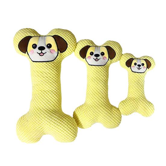 Plush Bone Dog Toy Soft Bone Dog Chew Toy with Gentle Sound Low Noise Tooth Cleaning Toy for Small Medium Dogs Teething Snuggling