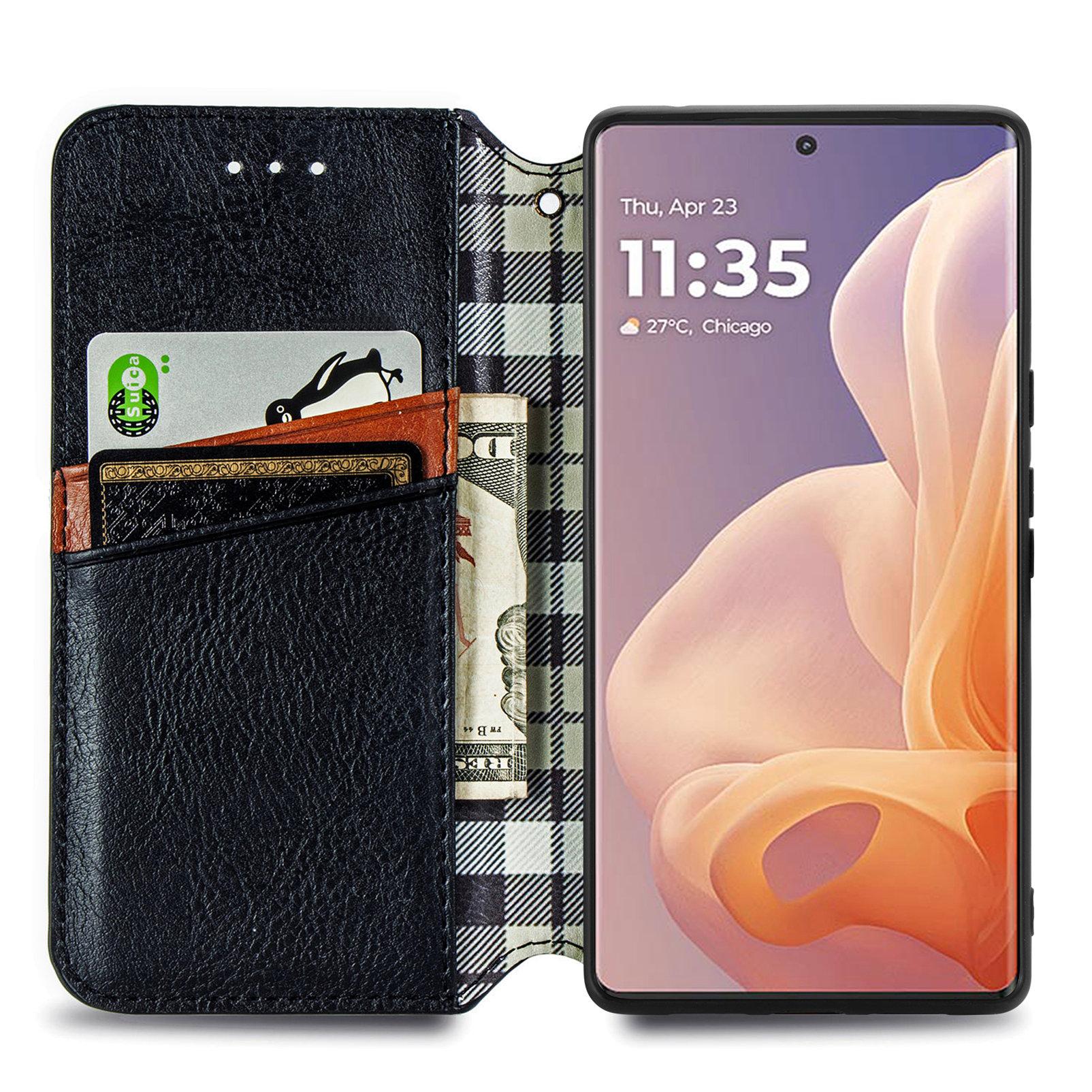 

For Motorola Moto G85 5G/S50 Neo 5G Case Rhombus Pattern Leather Phone Cover Magnetic Auto-Absorbed Red
