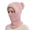 Hat and scarf integrated women's autumn and winter warm knitted hat cycling fleece pullover hat windproof ear protection wool hat