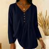 Women's Pleated V Neck Long Sleeve Blouse Button Detail Casual Lightweight Top for Work or Everyday Wear