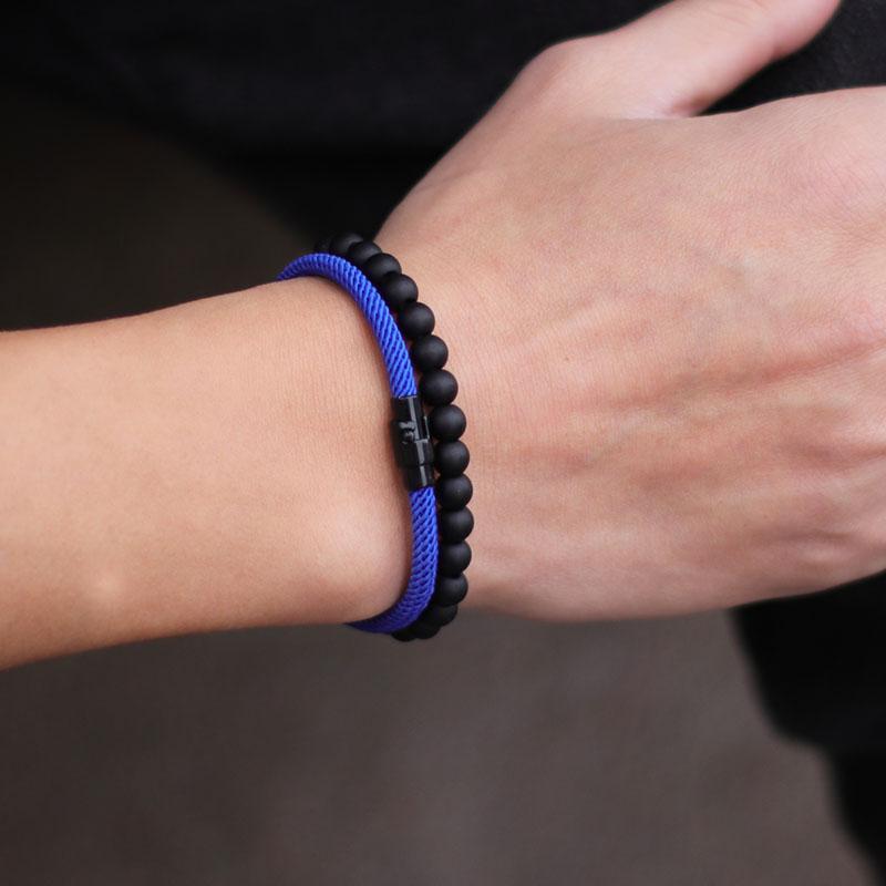 2 stk Matchende Armbåndssett Unisex 6mm Onyx Stein Armbånd 4mm Snorsmykke Par Armbånd Brazalete Pulseira Smykker