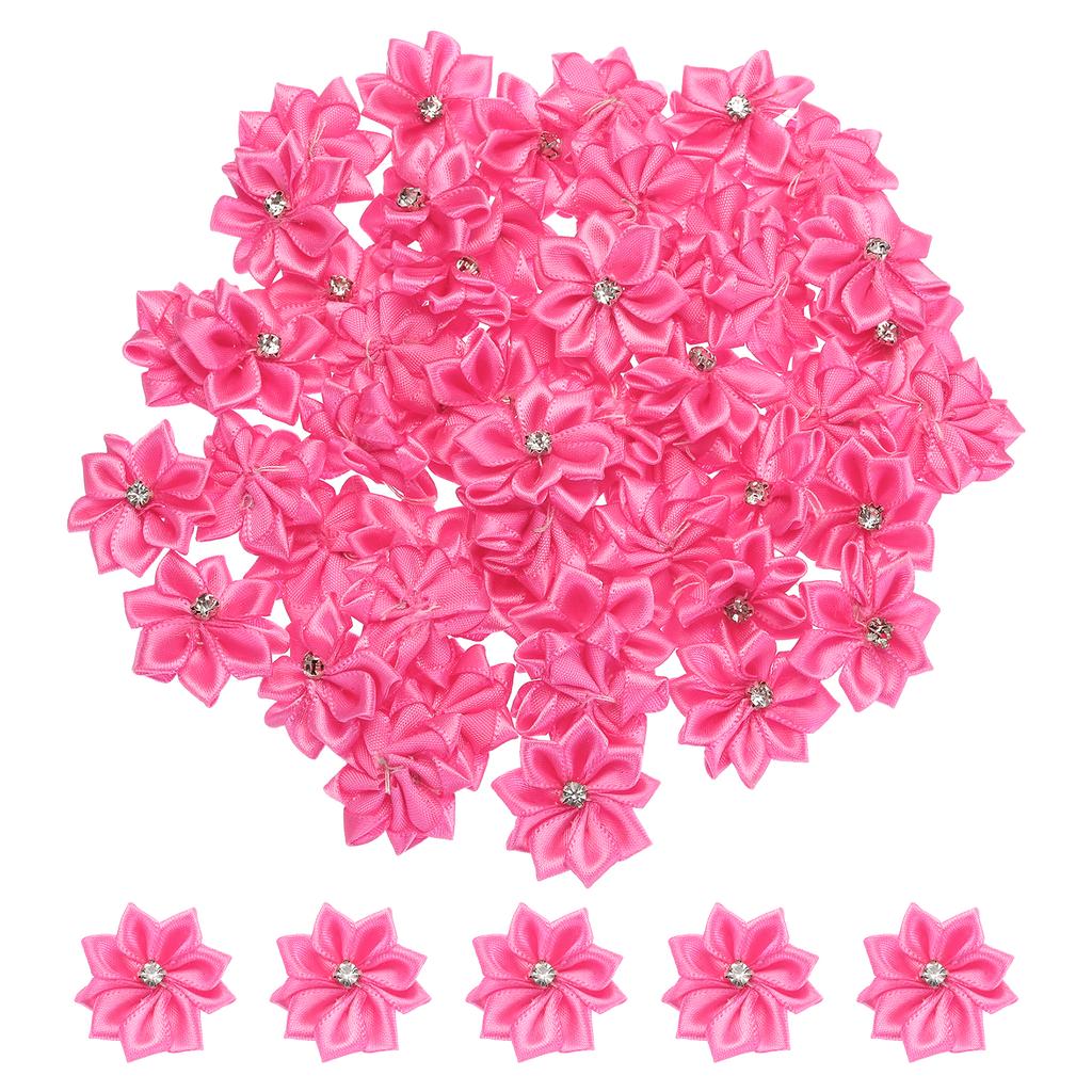 50/150 Pcs Small Ribbon Flowers Satin Ribbon Flowers Mini Fabric Flowers for Crafts DIY Wedding Ornament Appliques 1.2 Inch