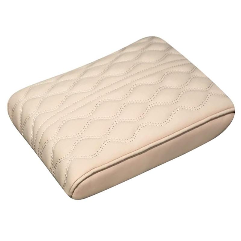 Almofada de proteção para apoio de braço de carro com bordado ondulado em couro PU, almofada para proteção de apoio de braço central e caixa de armazenamento