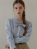 EIGHT DAYS A WEEK Cotton Tie Blouse Blue Ad398