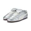 Puma Tackle Retro Leather Color Block Round Toe Thin Sole Unique Tongue Design Casual Shoes Unisex Sneakers Silver White 409116-01