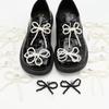 1Pair Bowtie Pearl Flower Shoelaces Buckle Shoes Charms for Woman White and Silver Shoelace Decoration Clips Shoe Accessoriess