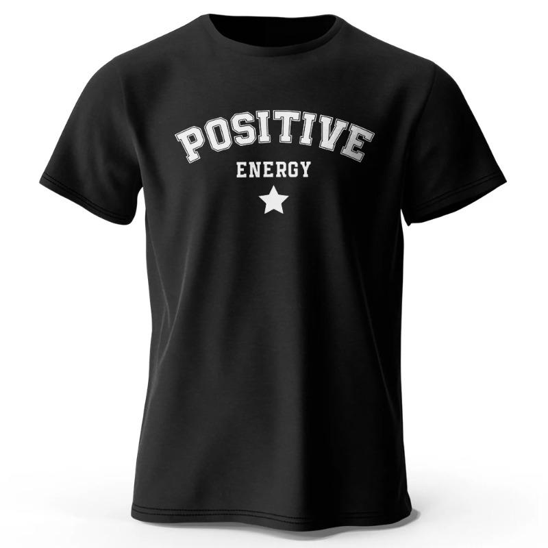 Men Positive Energy Tees and T-Shirt Trendy Urban Fashion Streetwear for Stylish Summer Look Breathable Sweat-Absorbent Durable