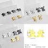 2025 New Cartoon Animals Stainless Steel Earrings Woman And Men Smooth Gold Color Cartilage Piercing Earring Trendy Zircon