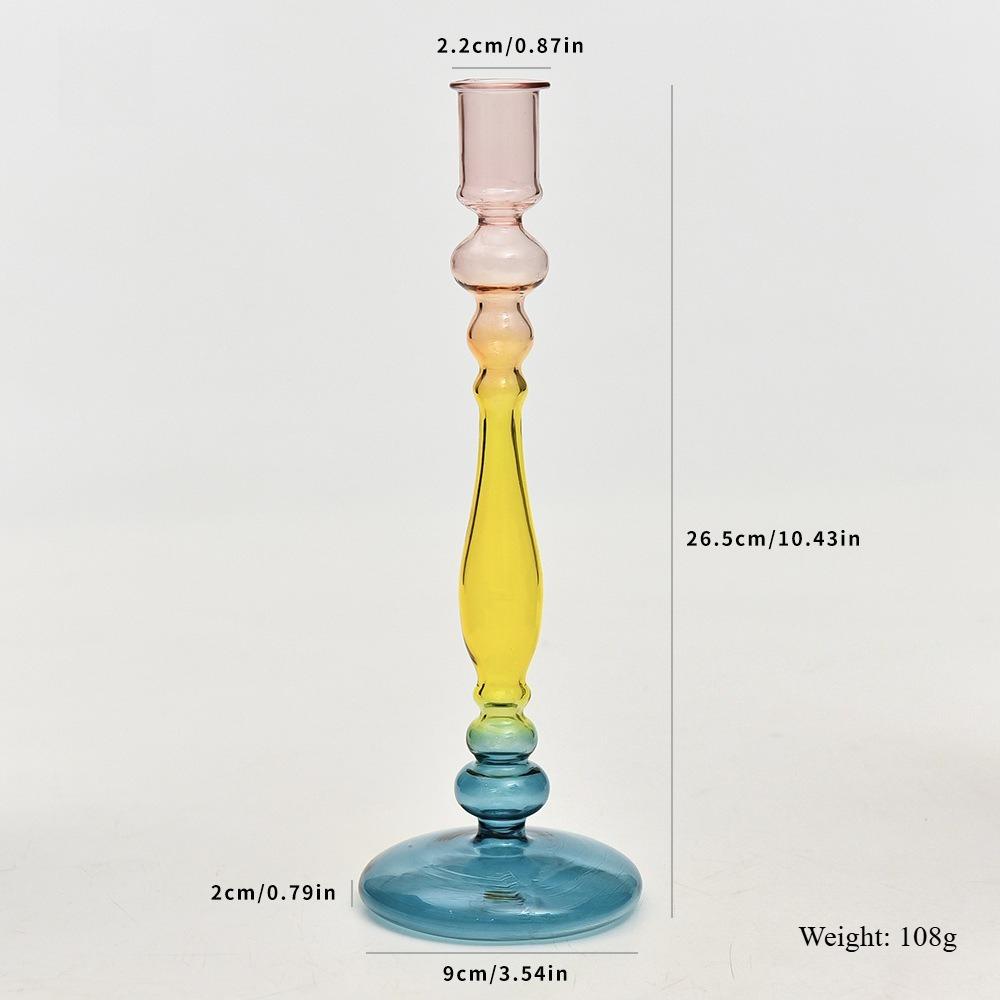 Creative European Style Colored Glass Candle Holder Taper Candlesticks Home Decoration Modern Nordic Living Room Decor