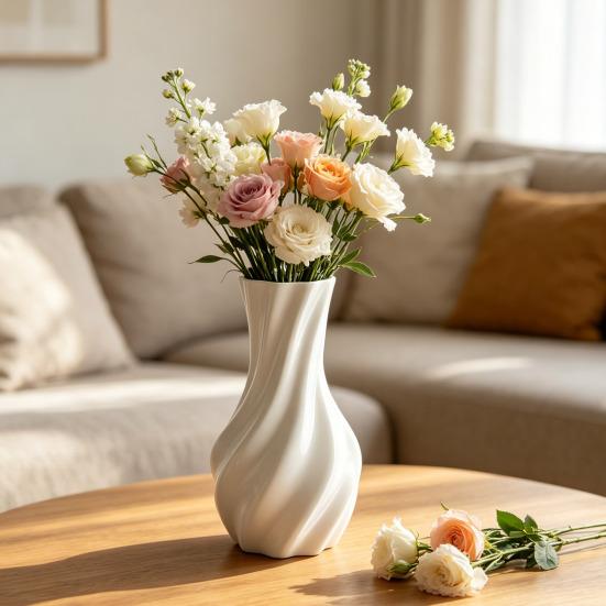 3D Printed Vase Decorative Spiral Flower Vase Modern Twisted Vase for Living Room, Shelf, Wedding & Dining Table Centerpiece, Farmhouse Home