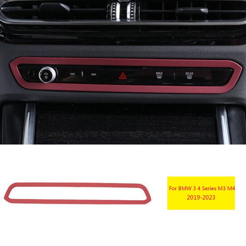 For BMW 3 4 Series M3 M4 i4 2019-23 Dark Red Console Volume AC Frame Cover Trim