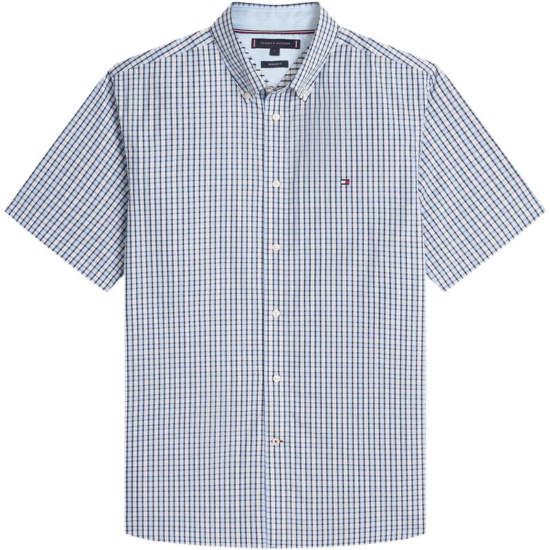 Tommy Hilfiger Men s Fitted Plaid Oxford Short-Sleeve Shirt M