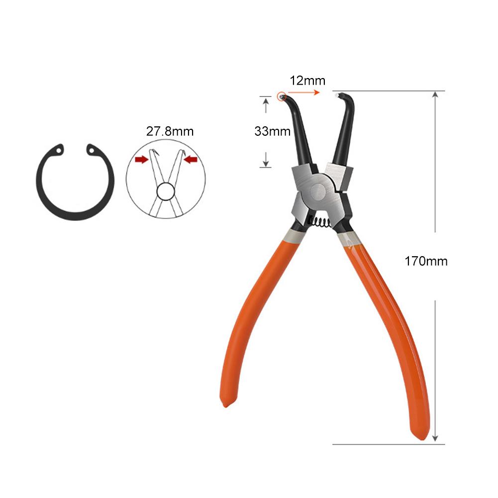 

1pc Circlip Pliers Internal External Ring Straight/90deg Curved Jaw Tip Spring Ergonomic Handle Non Slip Grip for Home Workshop