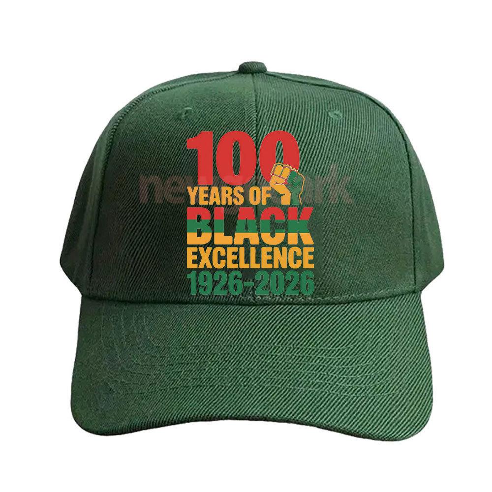 100 Years of Black Excellence 1926?026 Black History Month Afro Pride Cap Adult Graphic Baseball Cap Adjustable Streetwear