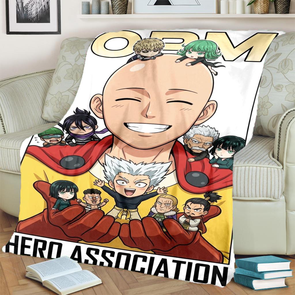 One-Punch Man Print Flannel Blanket Warm Comfortable for Travel, Bedrooms, Chairs, Sofas, Beds, Picnics-kwq170