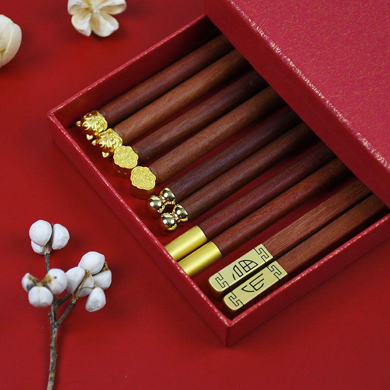 Premium Sandalwood Chopsticks - High-Temp Resistant, Non-Slip, Unpainted & Unwaxed, Mold-Proof, Chinese Style for Home Use