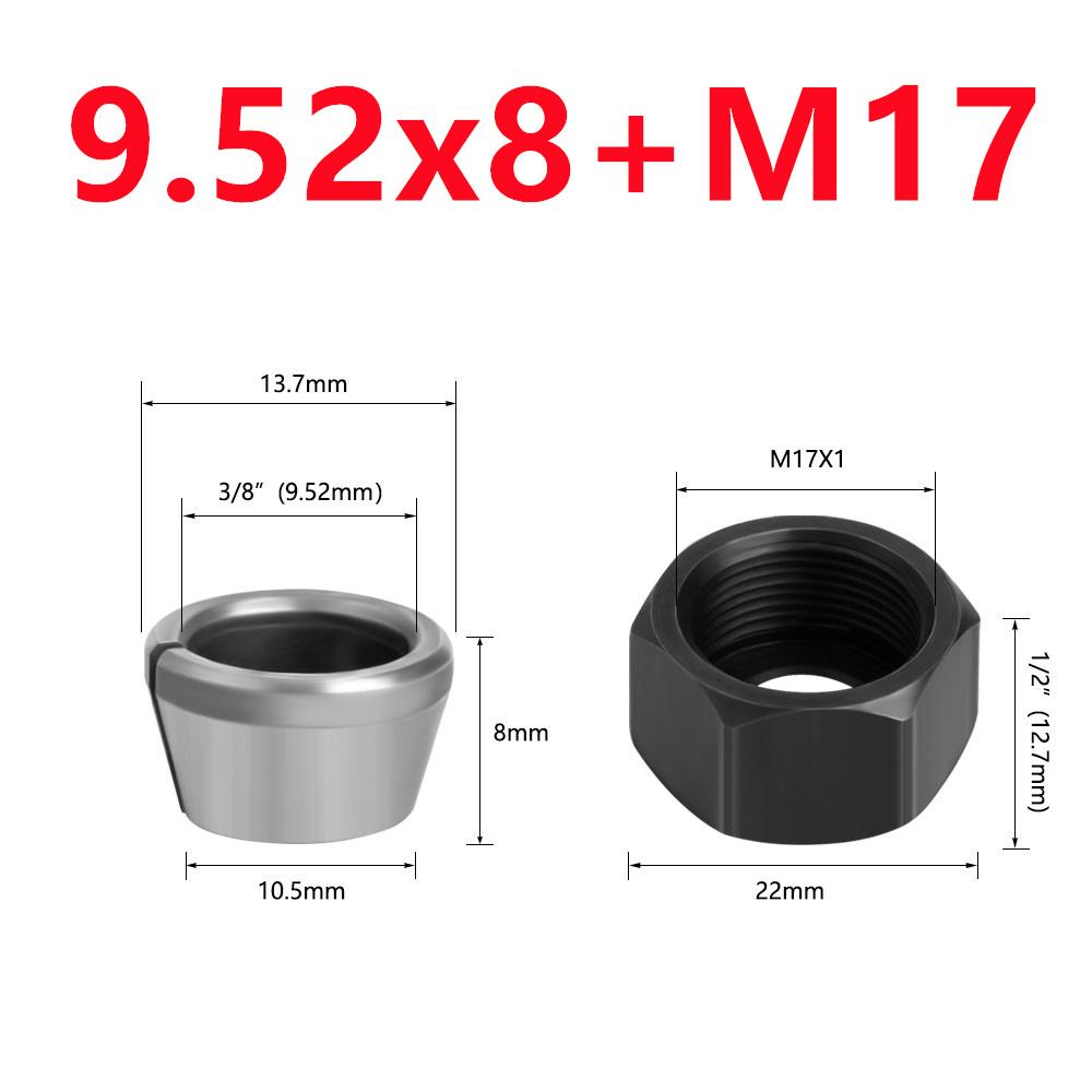 M17 Collet Chuck Adapter 6/6.35/8mm Engraving Trimming Machine Electric Router Wood Router Milling Cutter Accessories