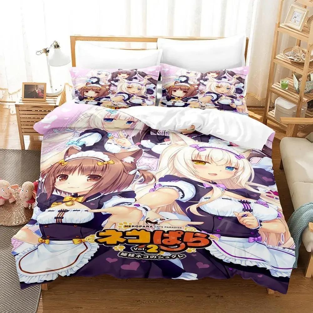3D Print Anime Kawaii Girls Nekopara Bedding Collection Single Twin Full Queen King Size Bed Collection Aldult Kid Bedroom Duvet Cover Collections
