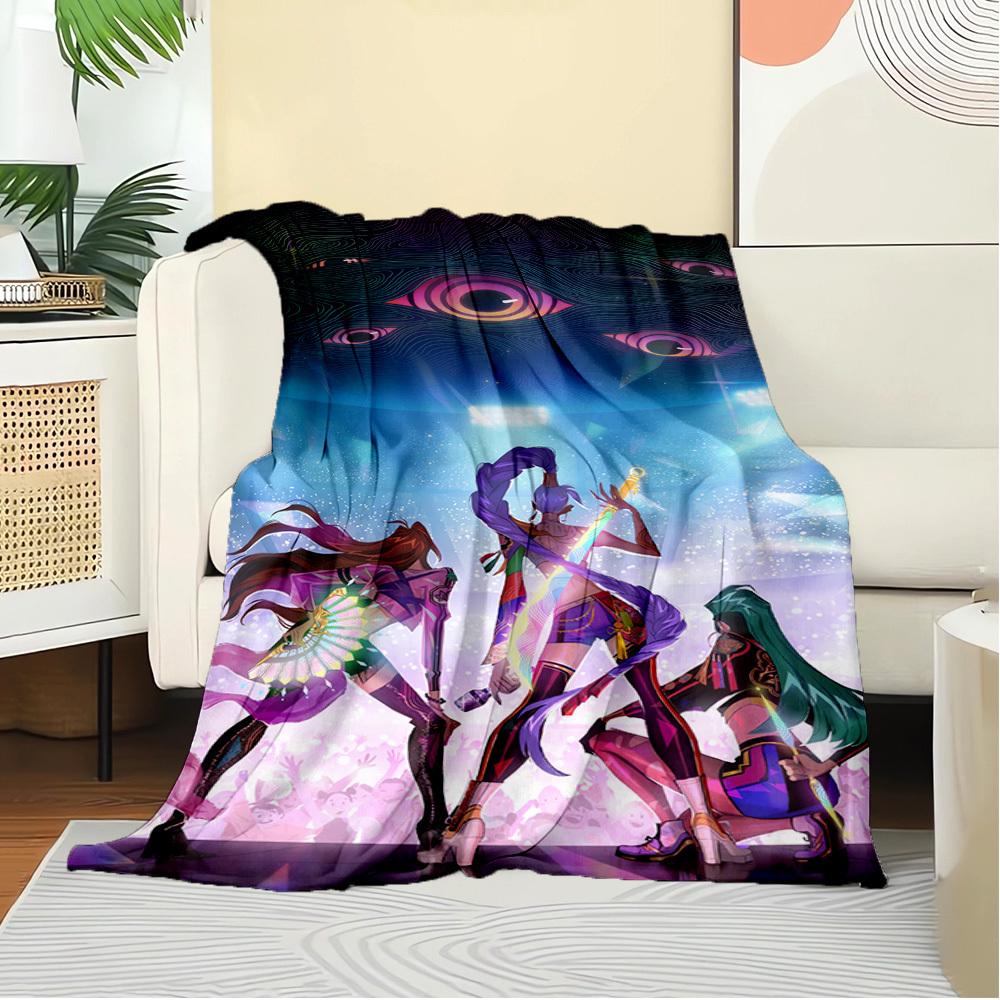 K-POP Anime Dívčí Skupina Čtyři Roční Období Měkká Teplá Přikrývka Celoroční Silně Pletená Polyesterová Přehoz na Postel, Kempování, Cestování Perfektní Dárek