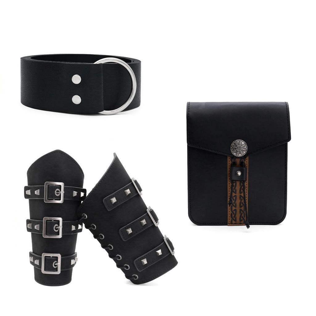 Renaissances Costume Vikinges Costume Accessories Set Medieval Pirate Leather Belt Bracers Cosplay Halloween Costumes