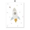 Boho Cartoon Space Astronauts Planet Posters Prints Bear Hedgehog Canvas Painting Wall Art Pictures Baby Kids Room Home