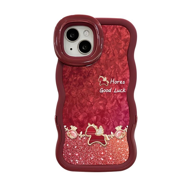 Glitter Pony Applies To Apple 17 Mobile Phone Case Iphone15promax New Year's 16 Double Bracket Xiaomi 14 Silicone