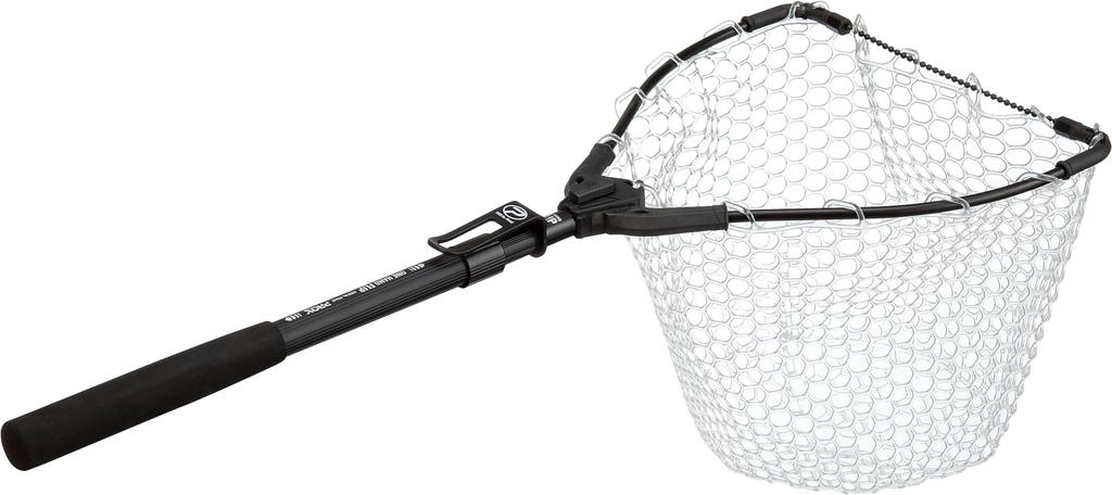 Prox One-Hand Flip Landing Net, Rubber Net with Long Adjuster, Clear/Black