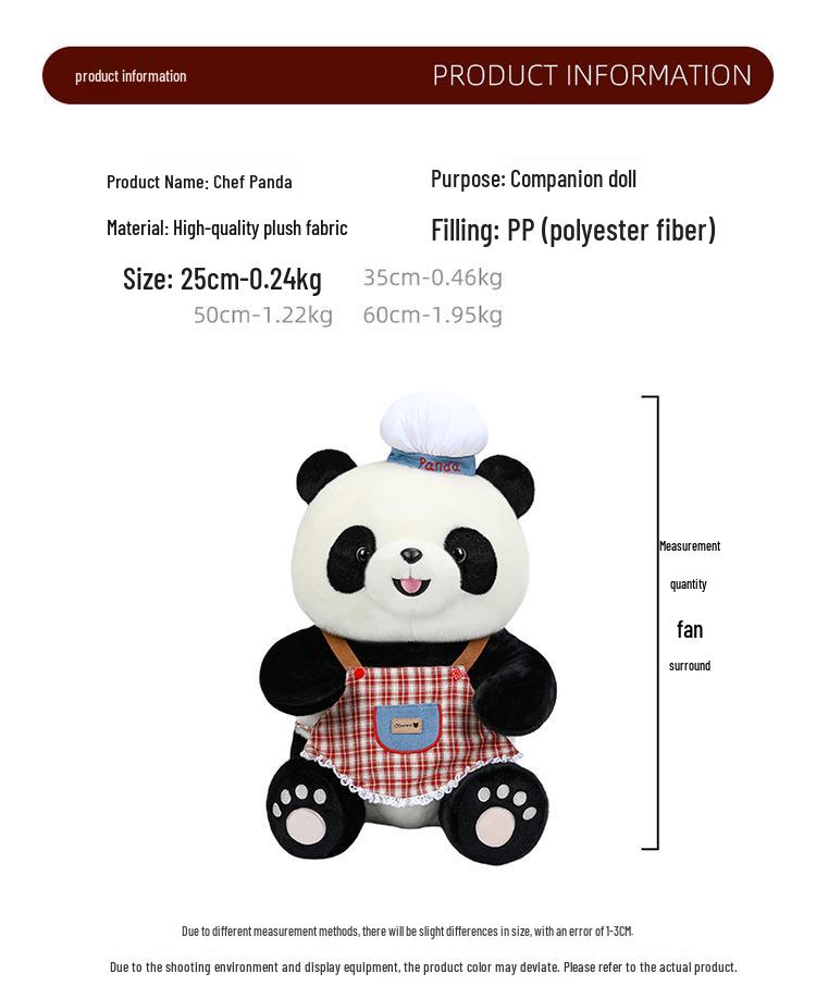 Cute Chef Panda Plush Toy with Apron - Children's Comfort Doll & Birthday Gift