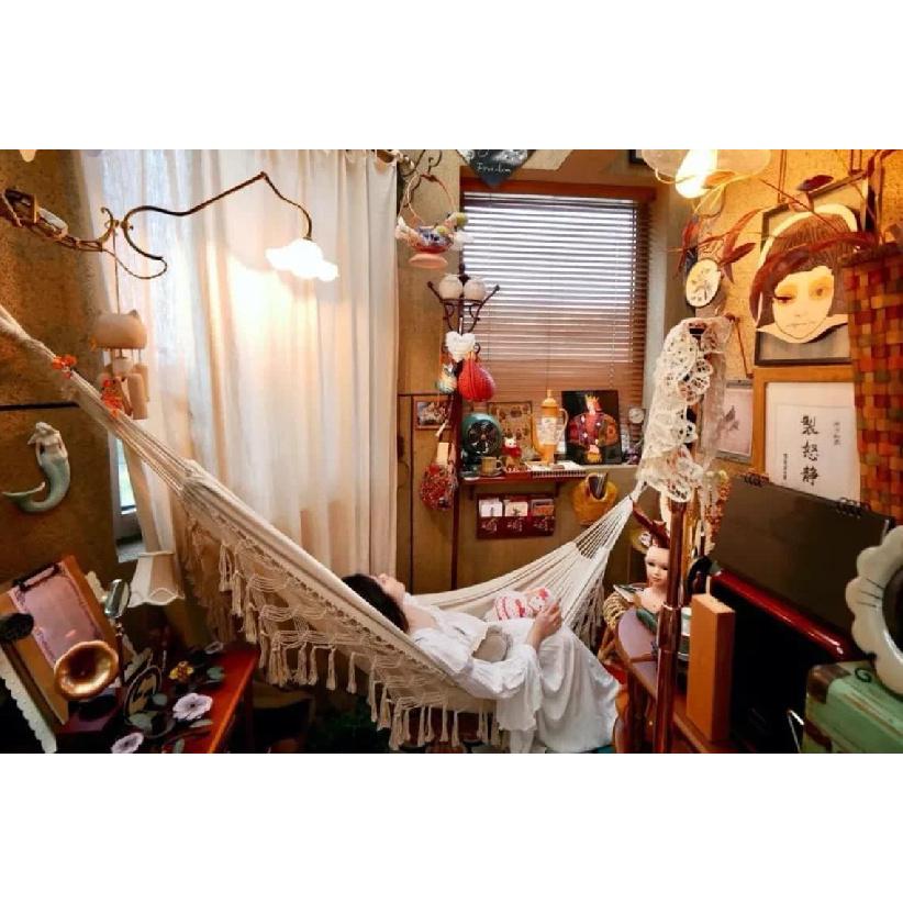 Outdoor-Hängematte für 2 Personen, große brasilianische Hängematten, Canvas-Baumwolle, Indoor-Hängematte für Schlafzimmer, Terrasse, Veranda, Garten, Hinterhof, zum Entspannen im Freien, mit handgewebt