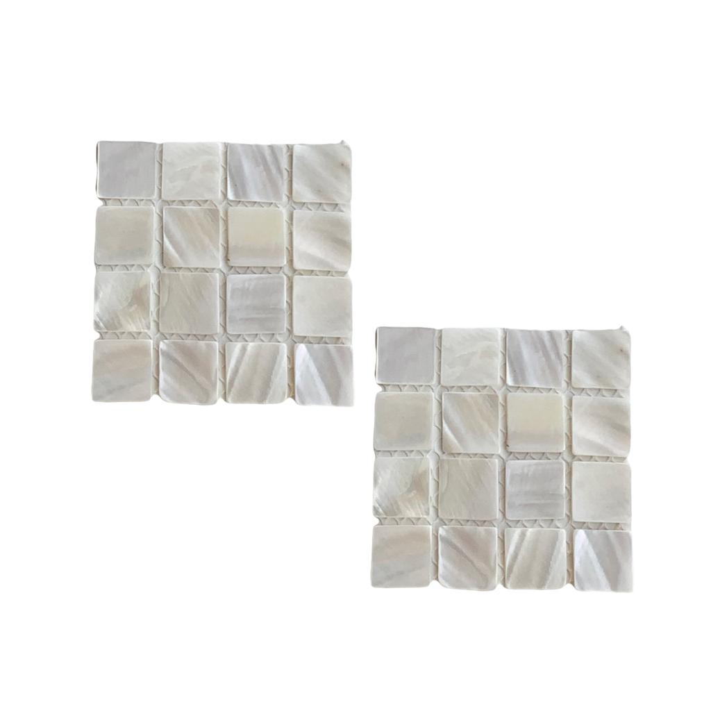 Pack of 2 Heat Insulation Square Shell Coasters Easy to Clean Nonslip Cup Mat for Dining Table Desktop Decoration