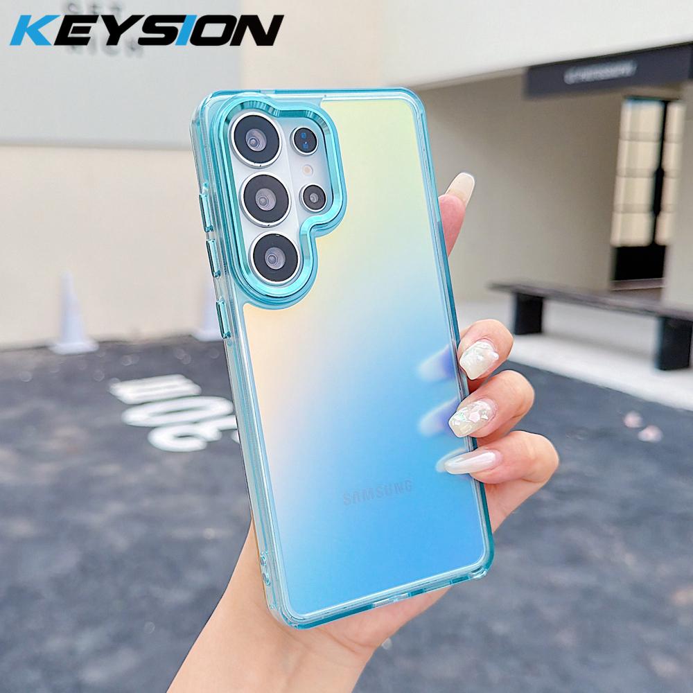KEYSION Laser Gradient Colorful Phone Case for Samsung Galaxy S24 S25 S26 Ultra 5G S26+ S25 FE TPU+PC Shockproof Back Cover