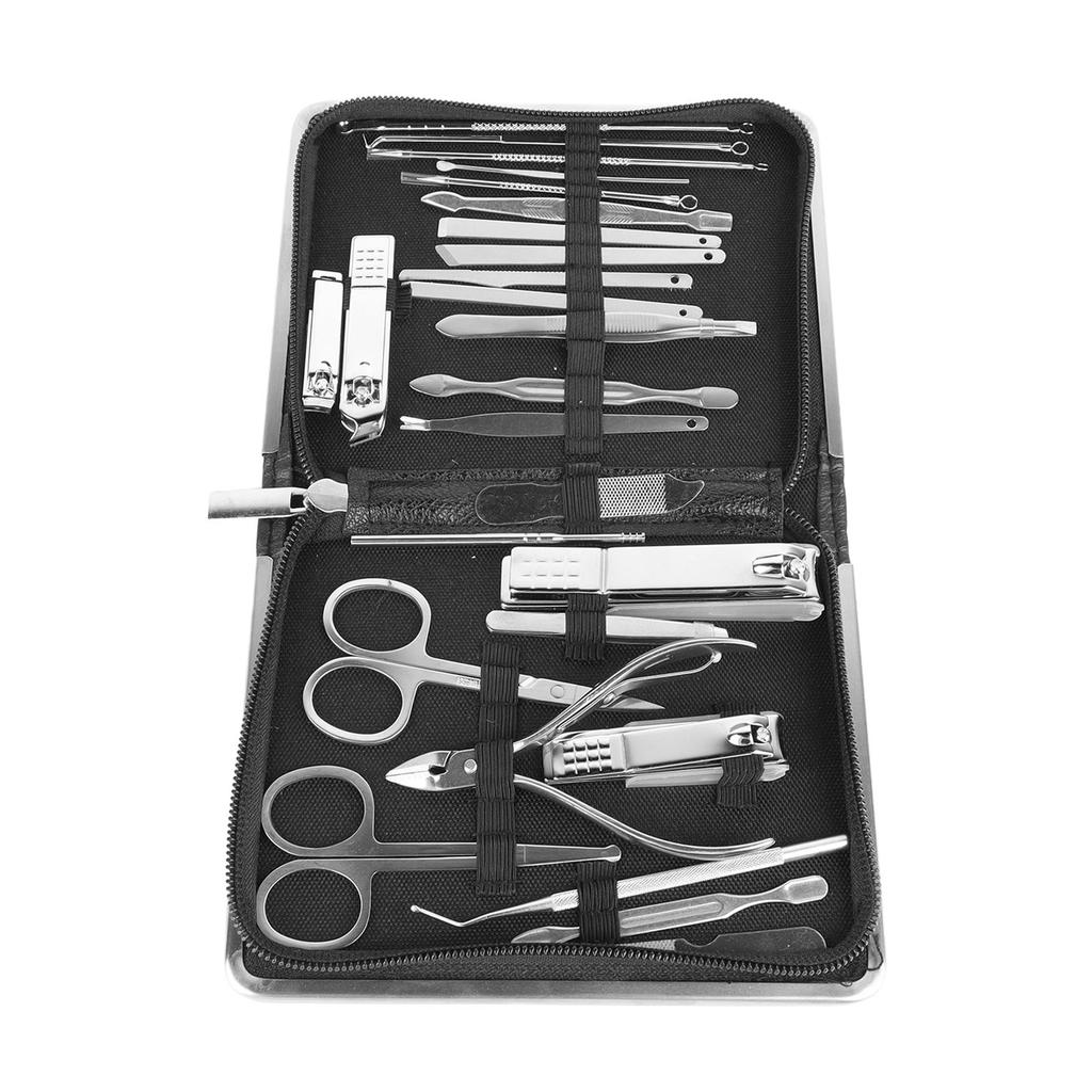 26PCS Manicure Set Black Nail Clippers Set Carbon Steel Manicure Tools Kit for Home Salon