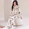 Winter Long Sleeve Thick Warm Flannel Pajama Sets for Women Coral Velvet Cardigan Sleepwear Suit Pyjamas Homewear Luxury Clothes
