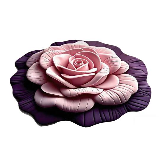 Floral Plush Rug Mat 3D Flower Optical Illusion Floor Mat Non-Slip Water-Absorbent Bath Mat for Bathroom Bedroom Living Room