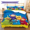 Ensemble de couette à motif Teletubbies Housse de couette Taie d'oreiller Décoration de maison Cadeau (1 housse de couette + 2 taies d'oreiller, sans garniture.)