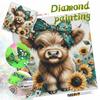 DIY Diamond Painting Canvas Kit for Adults Highland Cow Sunflower Rhinestone Craft for Stress Relief Living Room Wall Decoration Gift